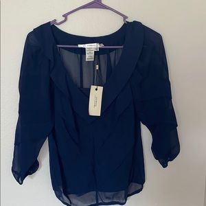 Sheer navy blouse with top by Studio M, XS